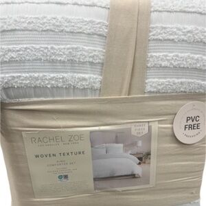 Rachel Zoe Woven Texture White King Comforter Set 106”x90”